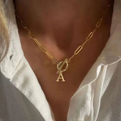 Initial Paperclip Chain Necklace
