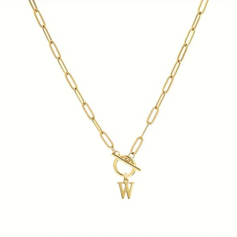 Initial Paperclip Chain Necklace