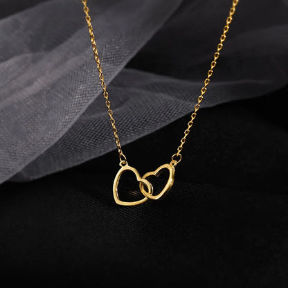 Double Heart Gold Necklace