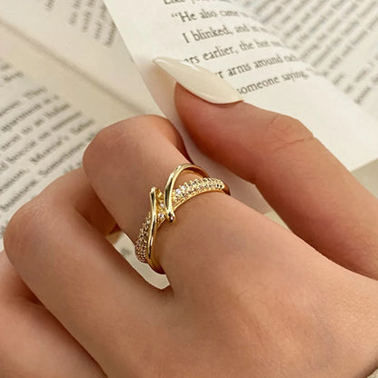 Korean Punk Cubic Zirconia adjustable ring