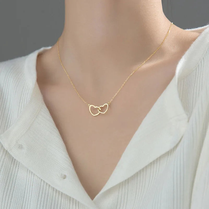 Double Heart Gold Necklace