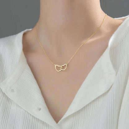 Double Heart Gold Necklace