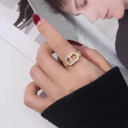 Korean Punk Cubic Zirconia adjustable ring