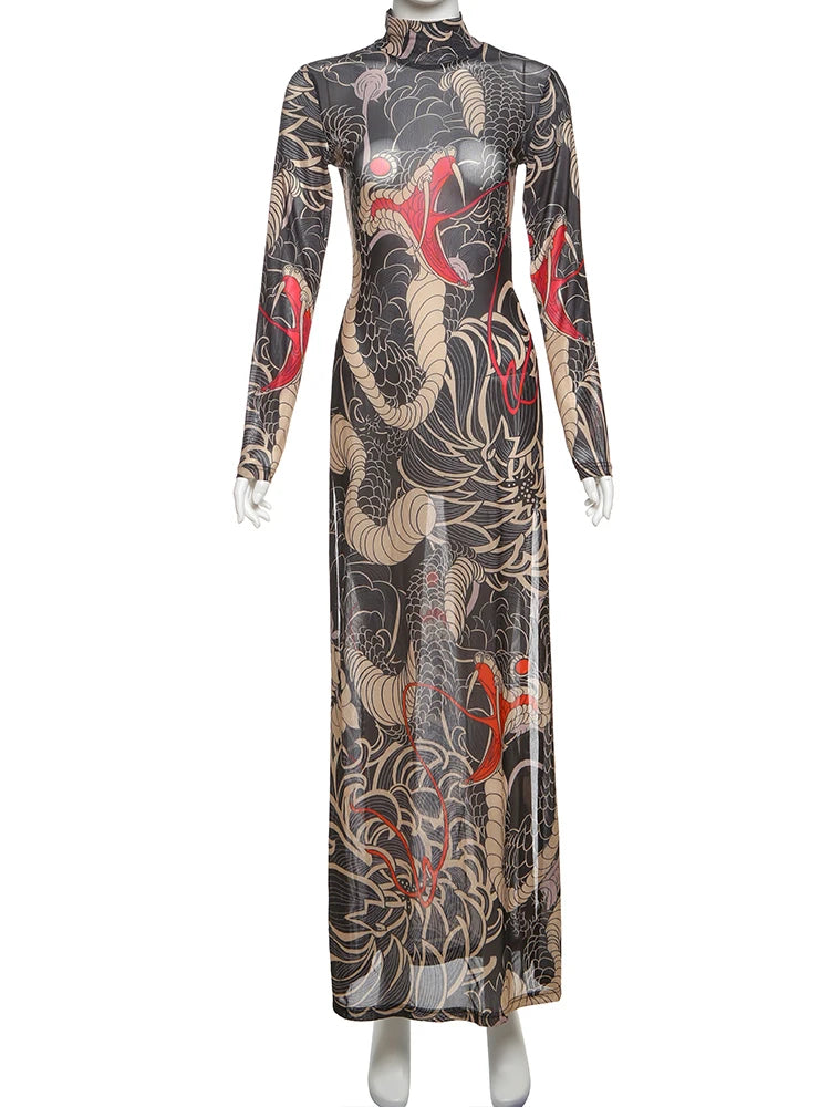 Aesthetic Mesh Slim Fit Dress
