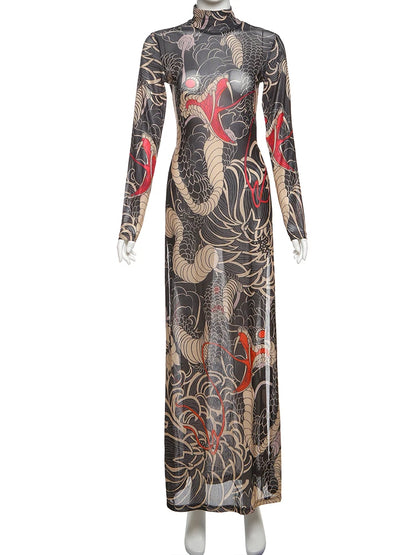 Aesthetic Mesh Slim Fit Dress