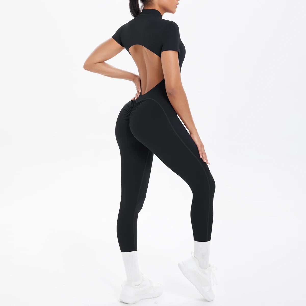 Short Sleeve Fitness Jumpsuit