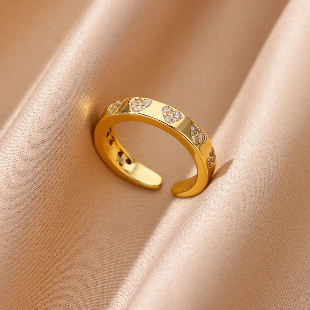 Geometric Heart Zircon Ring