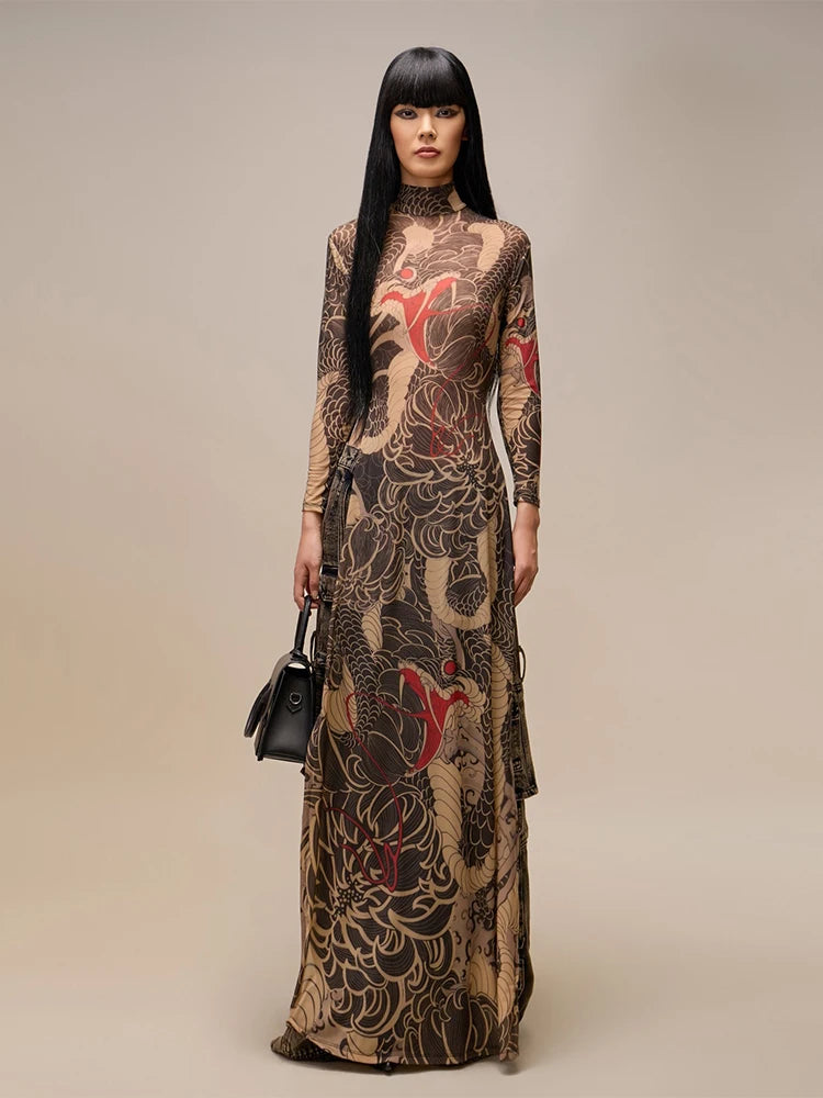 Aesthetic Mesh Slim Fit Dress