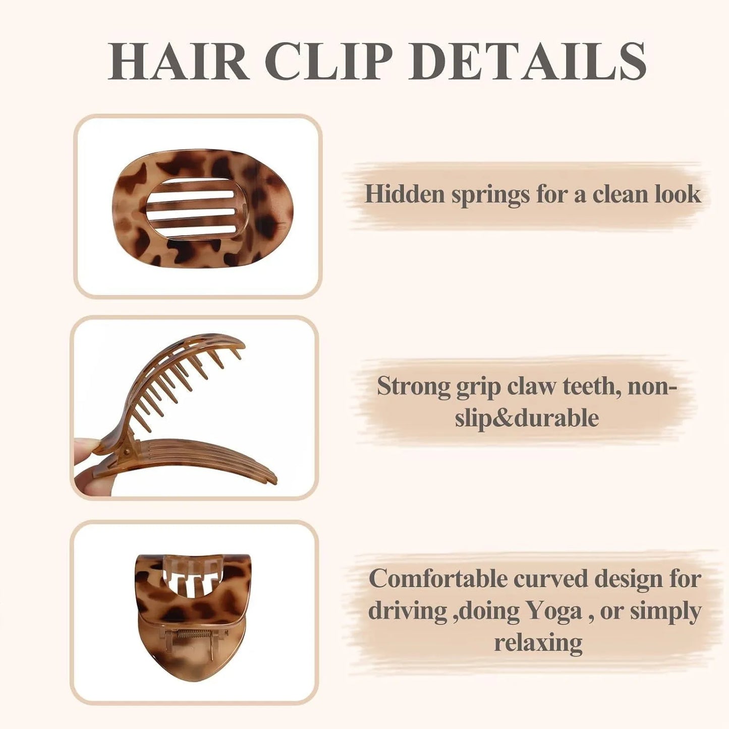 4PCS Flat Hair Claw Clips