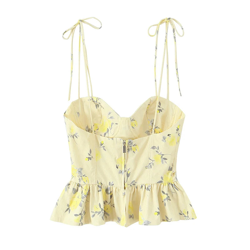 Floral Backless Corset Cami Top