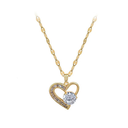 Clear Zircon Heart Necklace