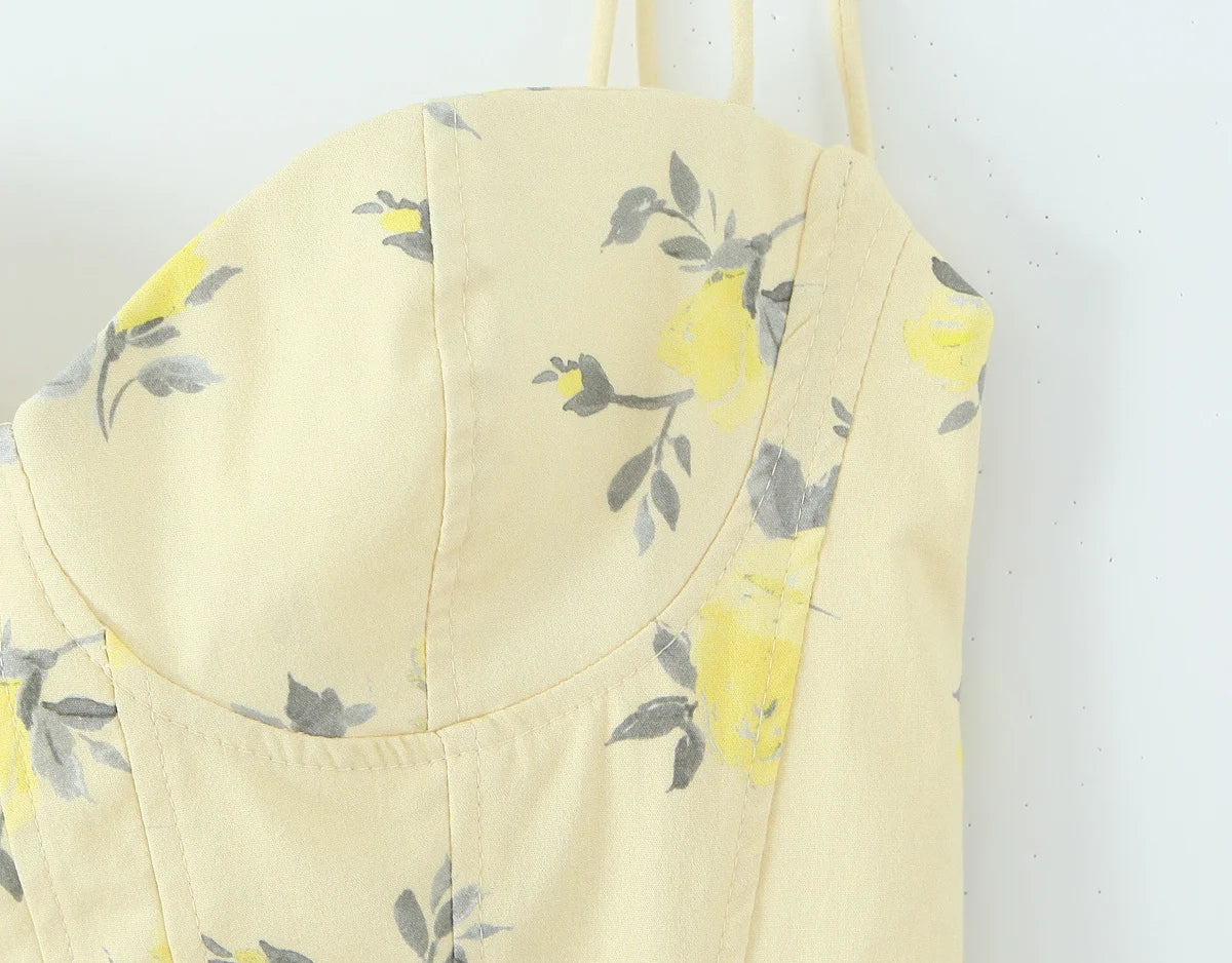 Floral Backless Corset Cami Top