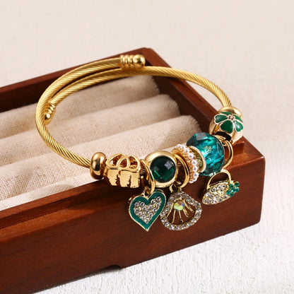 Multi Charm Open Bead Bracelet