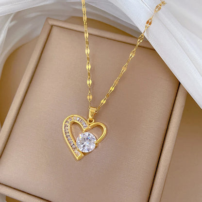 Clear Zircon Heart Necklace