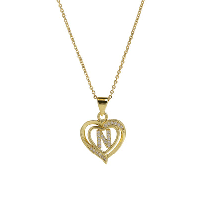 Initial Heart Zircon Necklace