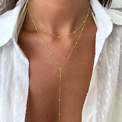 Gold Layered Lariat Necklace