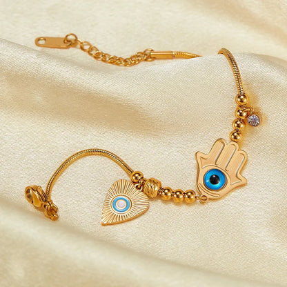 Evil Eye Heart Chain Bracelet