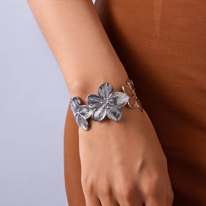 Butterfly Flower Open Cuff