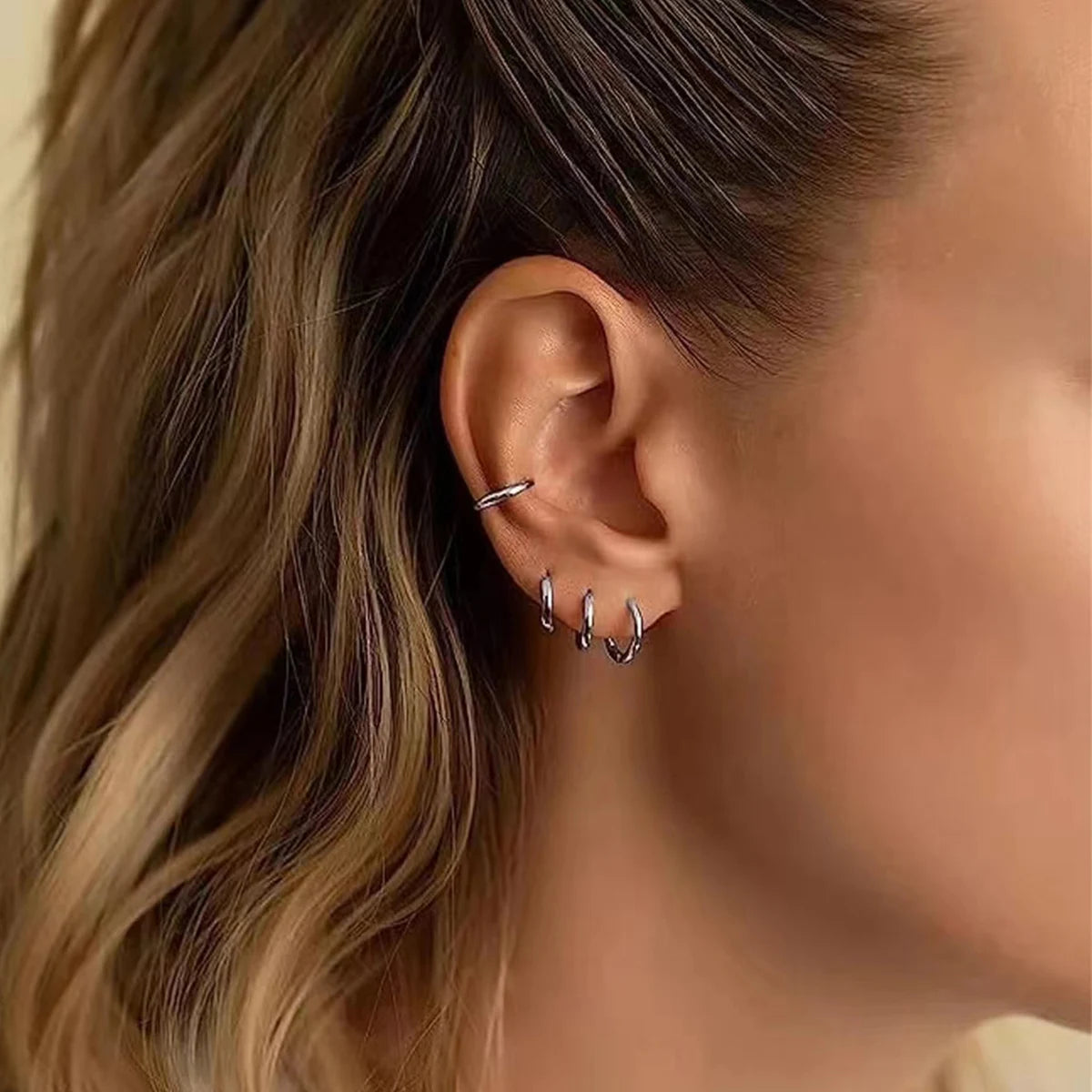 Tiny Stainless Hoop Earring Set