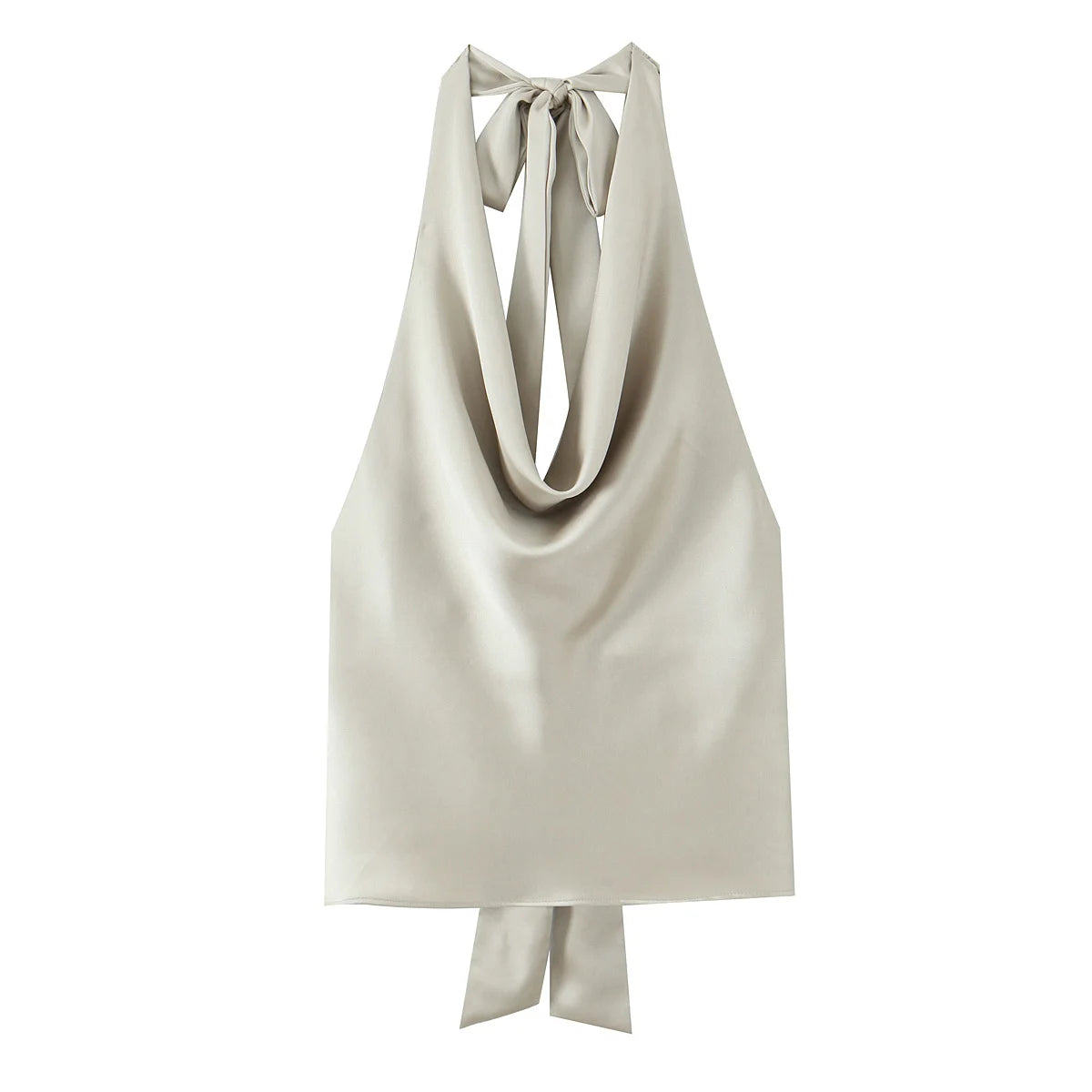Satin Halter Tie-Back Top
