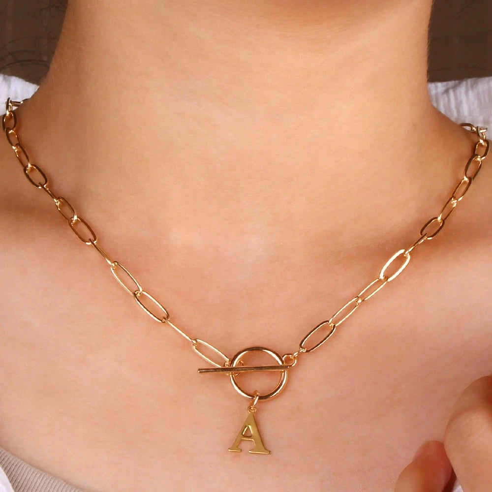 Initial Paperclip Chain Necklace