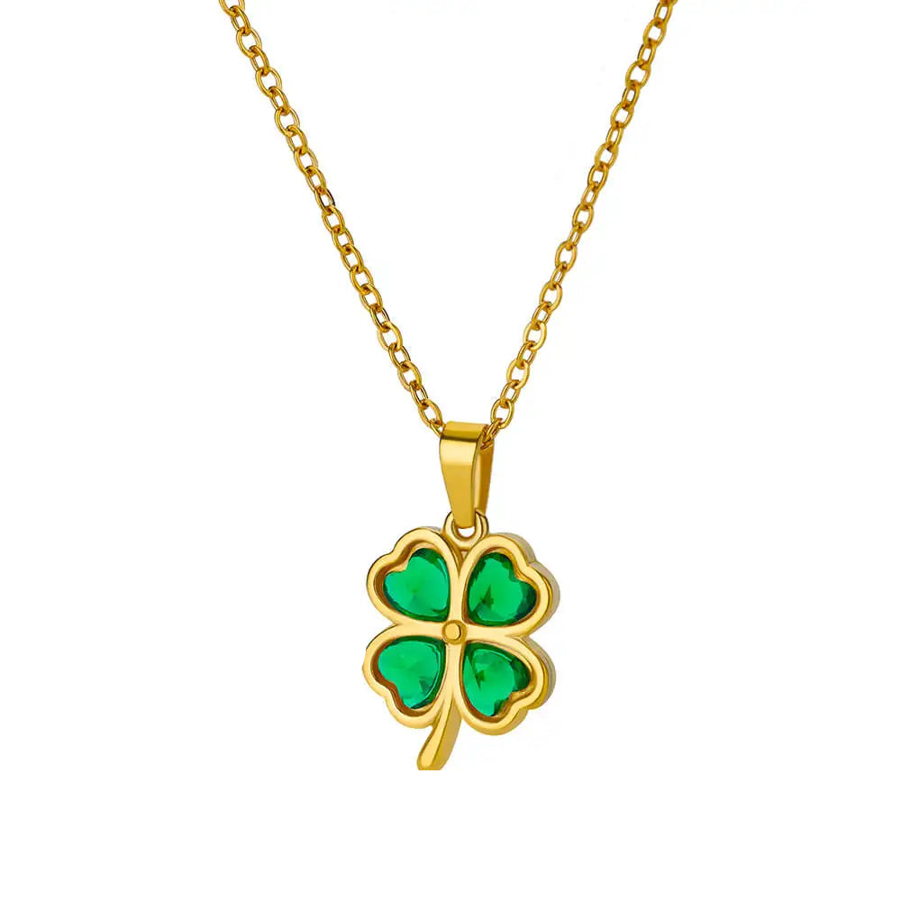 Green Clover Pendant Necklace