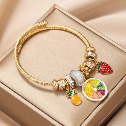 Multi Charm Open Bead Bracelet