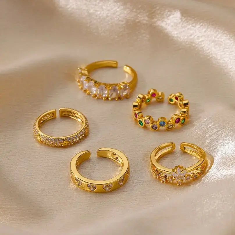 Geometric Heart Zircon Ring