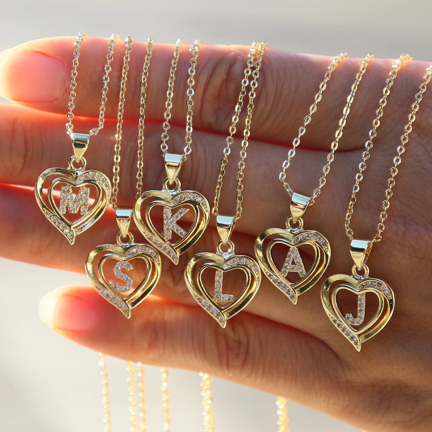 Initial Heart Zircon Necklace