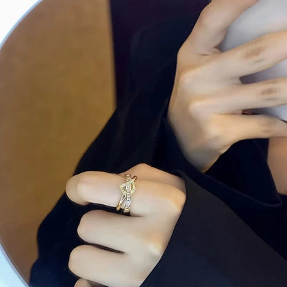 Korean Punk Cubic Zirconia adjustable ring
