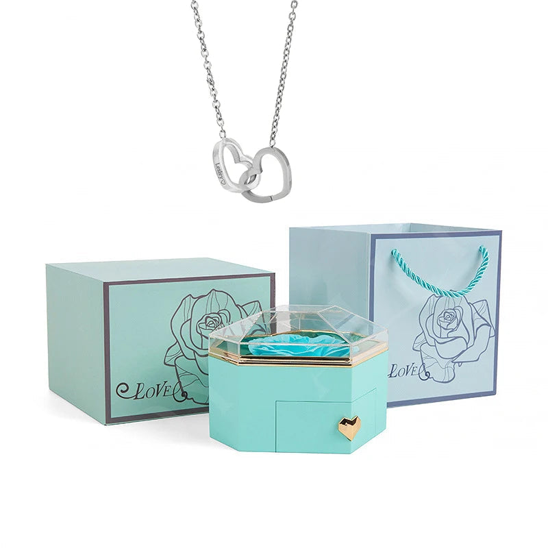 Custom Name Heart Necklace Gift Set