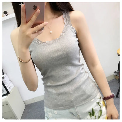 Lace Patchwork Bodycon Tank Top