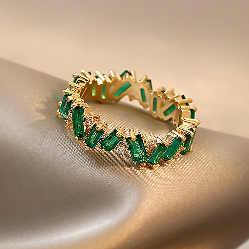Geometric Green Zircon Ring