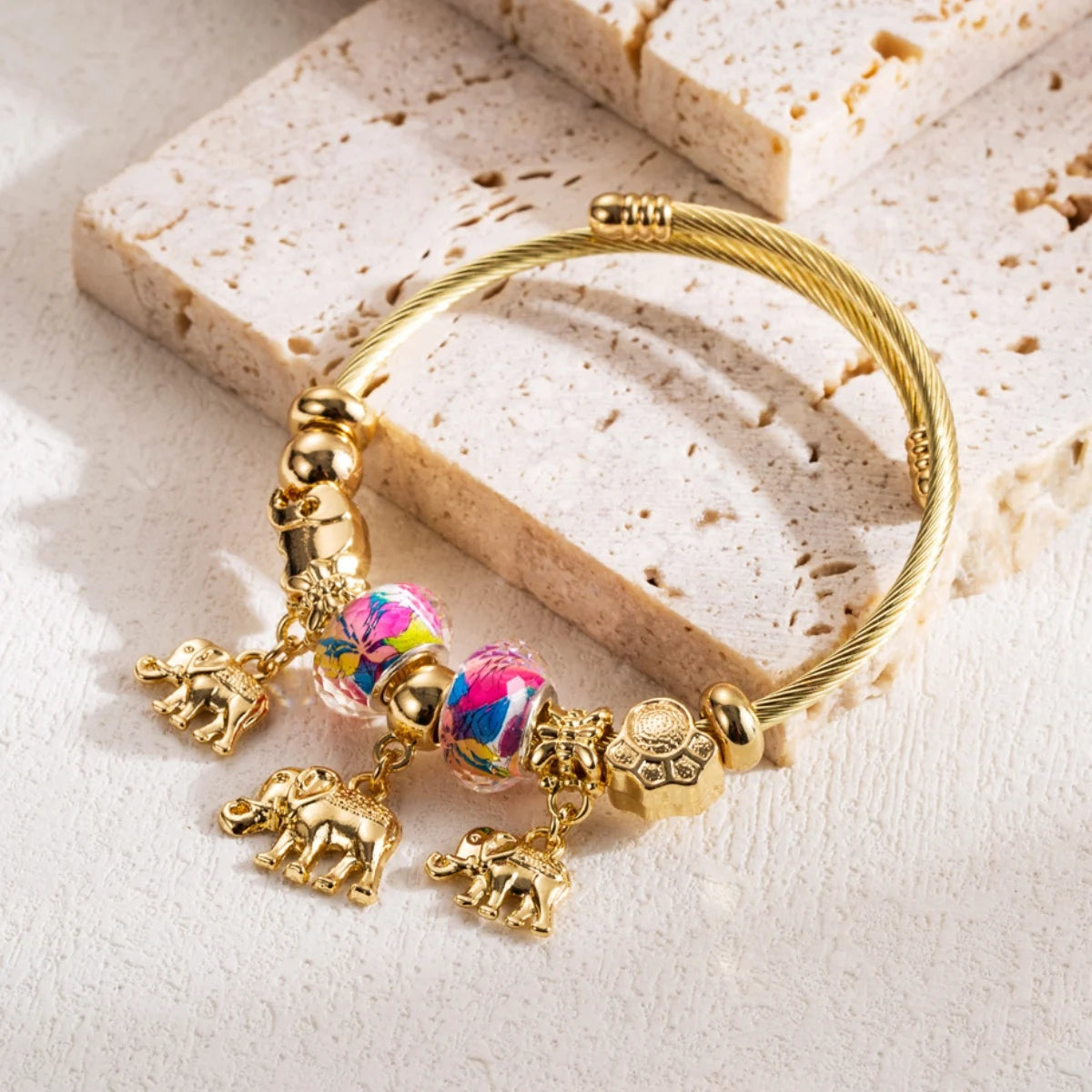 Multi Charm Open Bead Bracelet