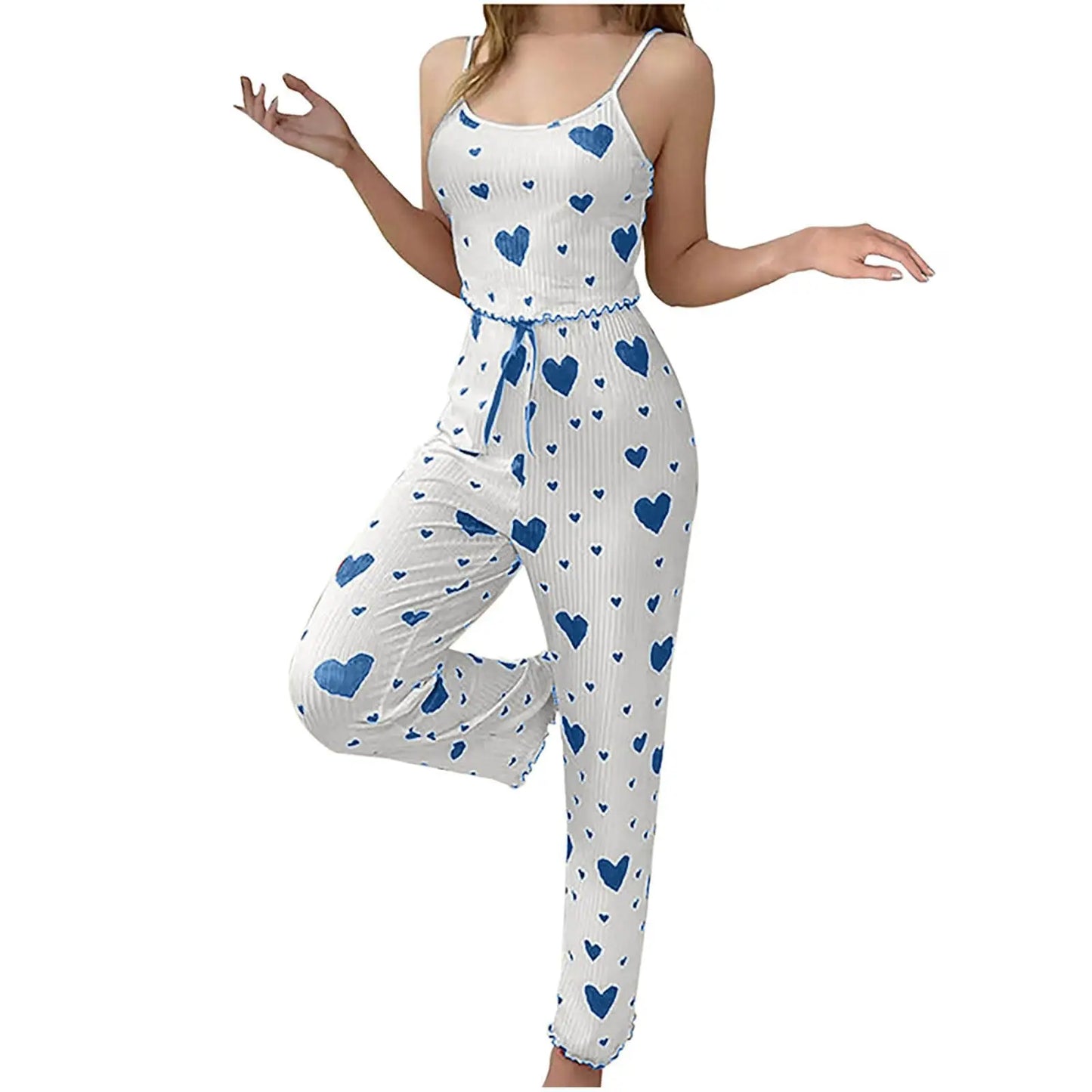Plus Size Heart Print Pajama Set