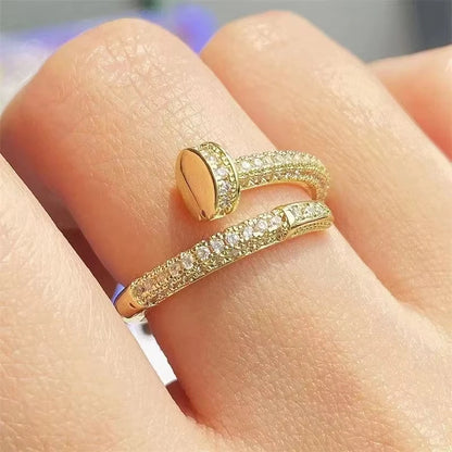 Korean Punk Cubic Zirconia adjustable ring