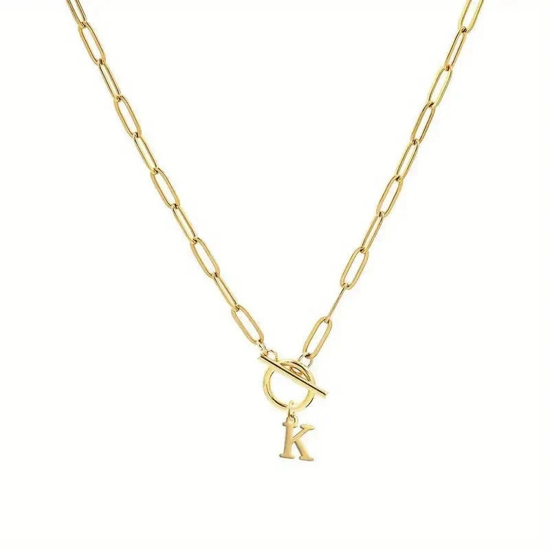 Initial Paperclip Chain Necklace