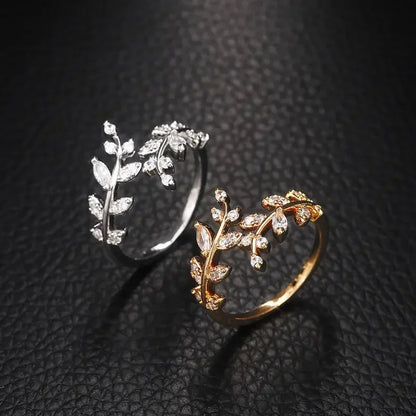 Korean Leaf Zircon Open Ring