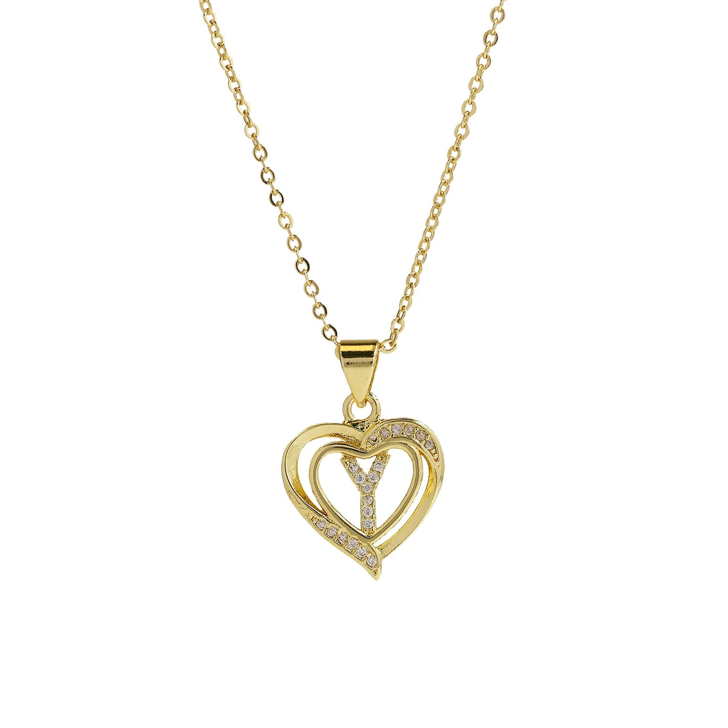 Initial Heart Zircon Necklace