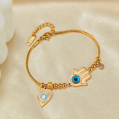 Evil Eye Heart Chain Bracelet