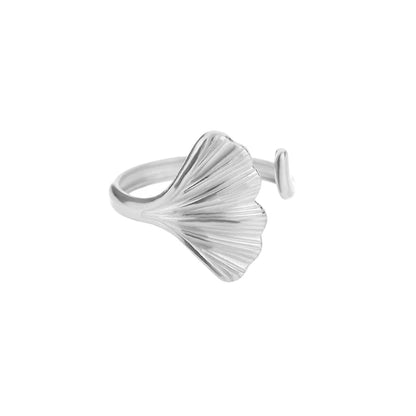 Vintage Ginkgo Leaf Open Ring