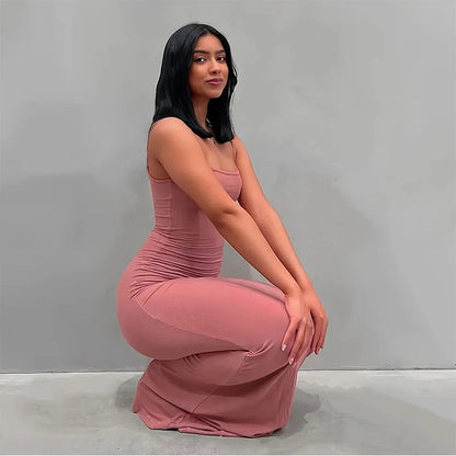 Satin Backless Bodycon Maxi Dress