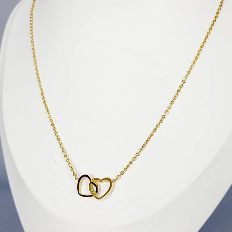 Double Heart Gold Necklace