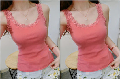 Lace Patchwork Bodycon Tank Top
