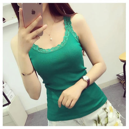 Lace Patchwork Bodycon Tank Top