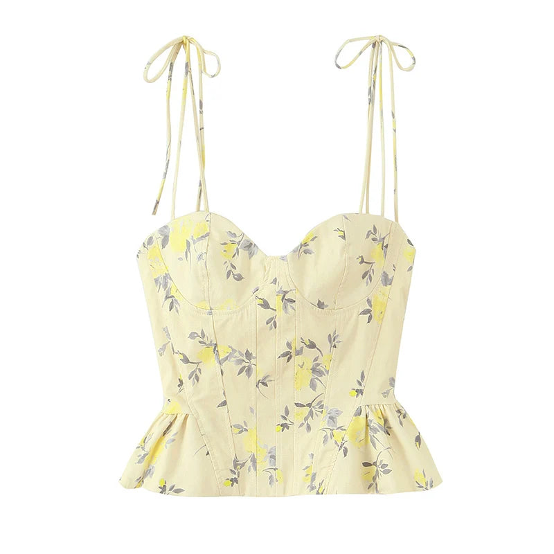Floral Backless Corset Cami Top