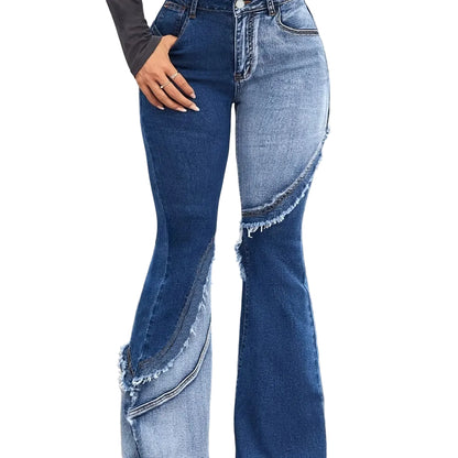Two-Tone Flared Stretch Pants