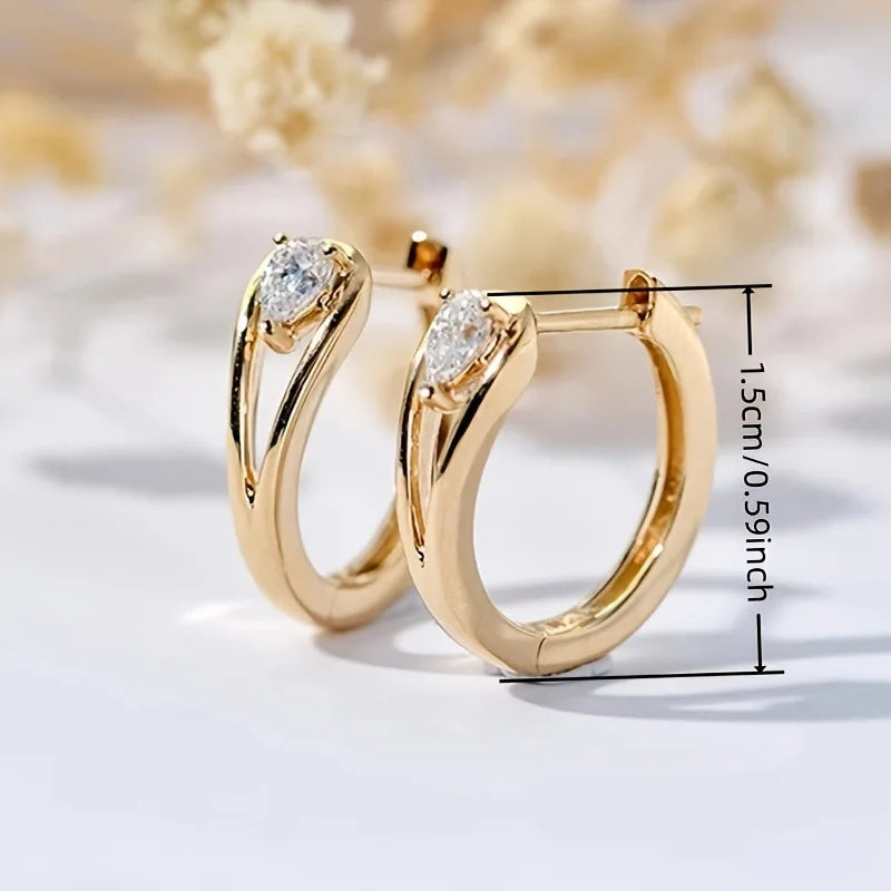 Geometric White Zircon Hoops