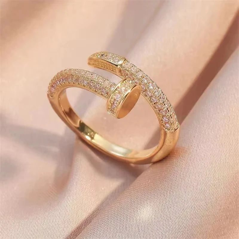 Korean Punk Cubic Zirconia adjustable ring