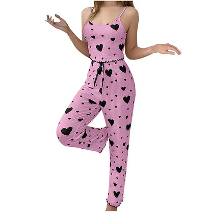 Plus Size Heart Print Pajama Set